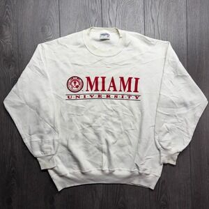 Vintage Velva Sheen Miami University Sweatshirt Mens XL White Made in USA 90s